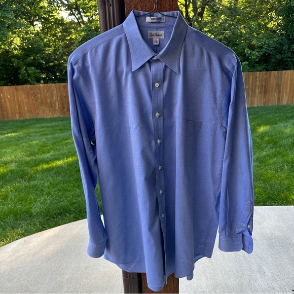 Paul Fredrick Men’s Tailored Blue Dress Shirt Size 17-35 - Picture 3 of 4